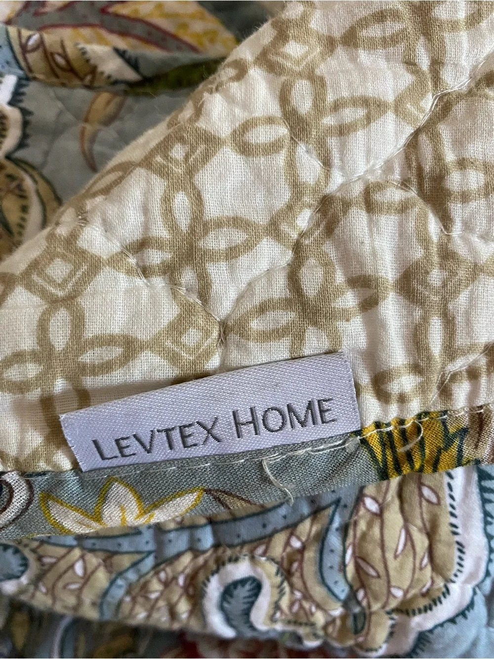 Levtex Floral Reversible King Quilt - Blue, Cream,  Green